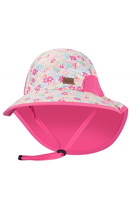 Baby Sun Hats Boys Girls Summer UPF 50+ Sun Protection Toddler Beach Hat Neck Flap Kid Cap with Wide Brim Pink Large