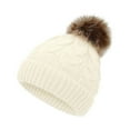 thumbnail image 1 of Tisoloow Baby Winter Hat Knit Warm Pom Pom Baby Beanie Hat Infant Newborn Baby Hats Beanies for Boys Girls White 0-2 Years, 1 of 5