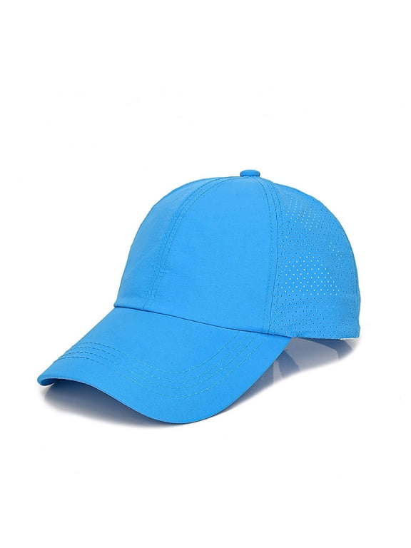 Cross Hat Womens Baseball Cap Cross Ponytail Hat High Messy Bun Hats Adjustable Quick Drying Mesh Hat Blue One Size
