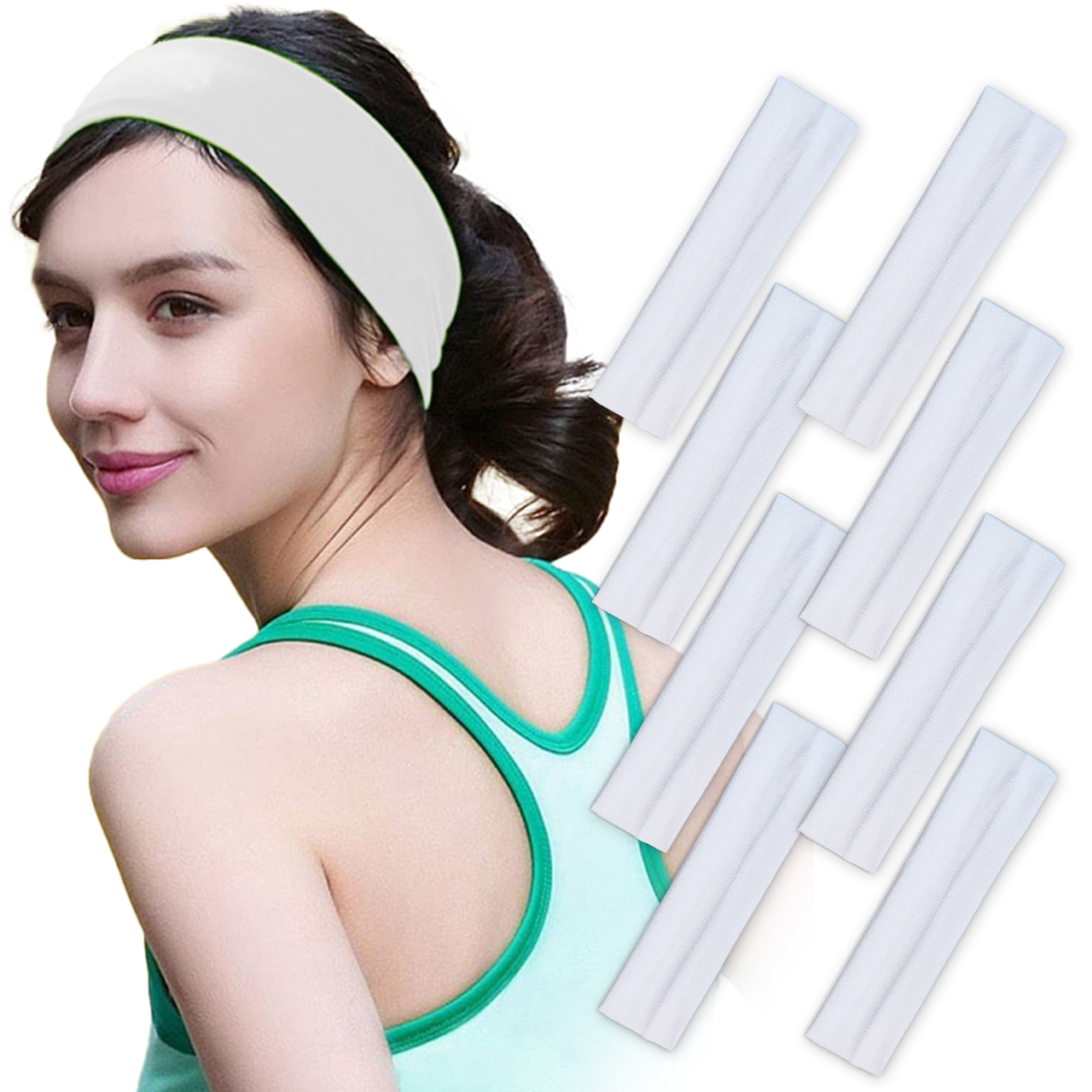 8 Pack Women Headbands Yoga Sport Hair Wraps Non Slip Elastic Stretch 8 Pack Non Slip Headbands for Women Thick Elastic Sweat Hair  main image 2