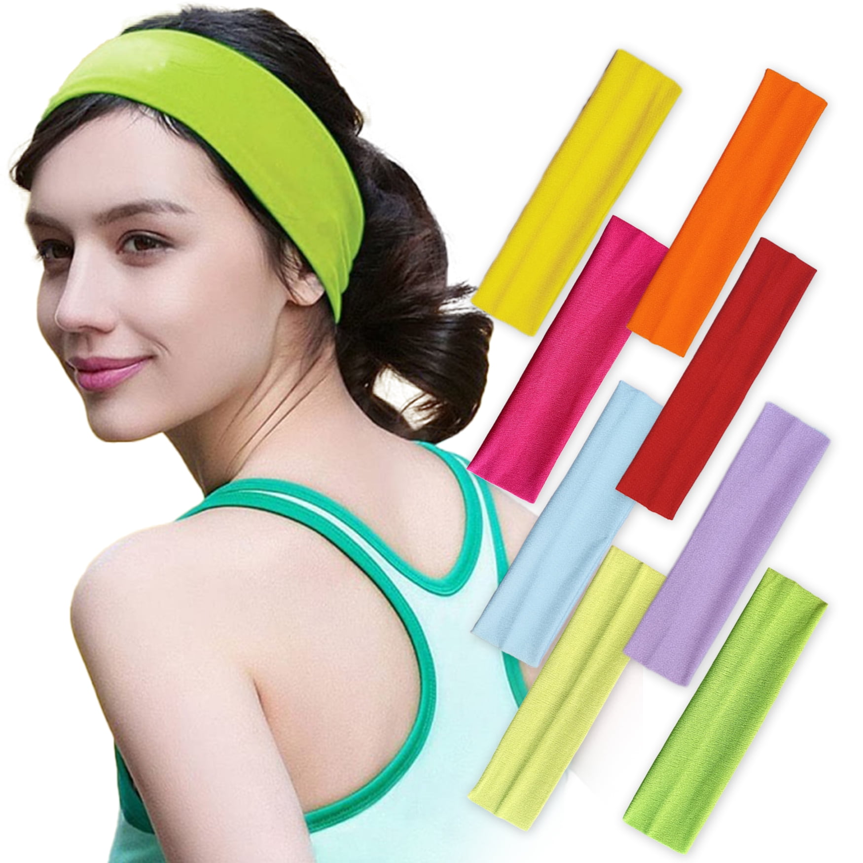 Elastic Sports Hairbands 25 Pack Women Yoga Fitness Hair Wraps Daily Use 8 Pack Non Slip Headbands for Women Thick Elastic Sweat Hair  main image 3