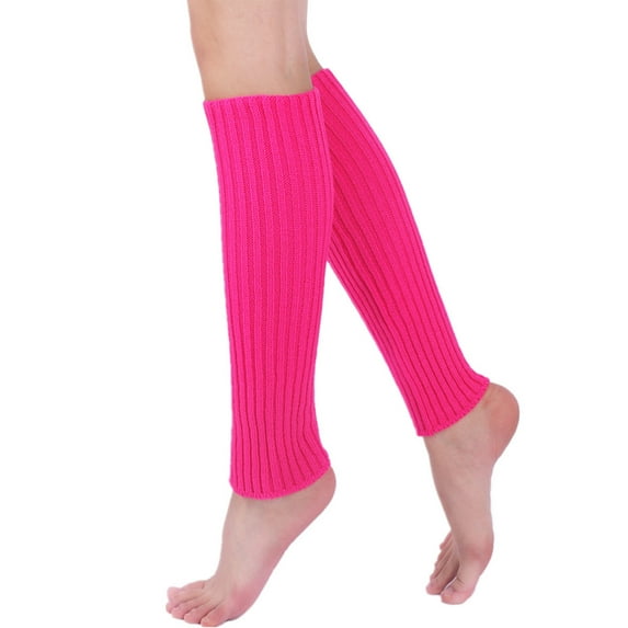 Tisoloow Leg Warmers for Women Women Juniors Neon Ribbed Leg Warmers for 80s Eighty's Party Knitted Sports Socks Rose One Size
