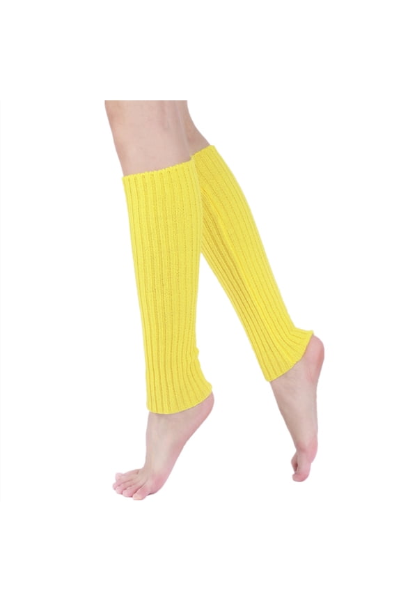 Leg Warmers for Women Women Juniors Neon Ribbed Leg Warmers for 80s Eighty's Party Knitted Sports Socks Yelllow One Size