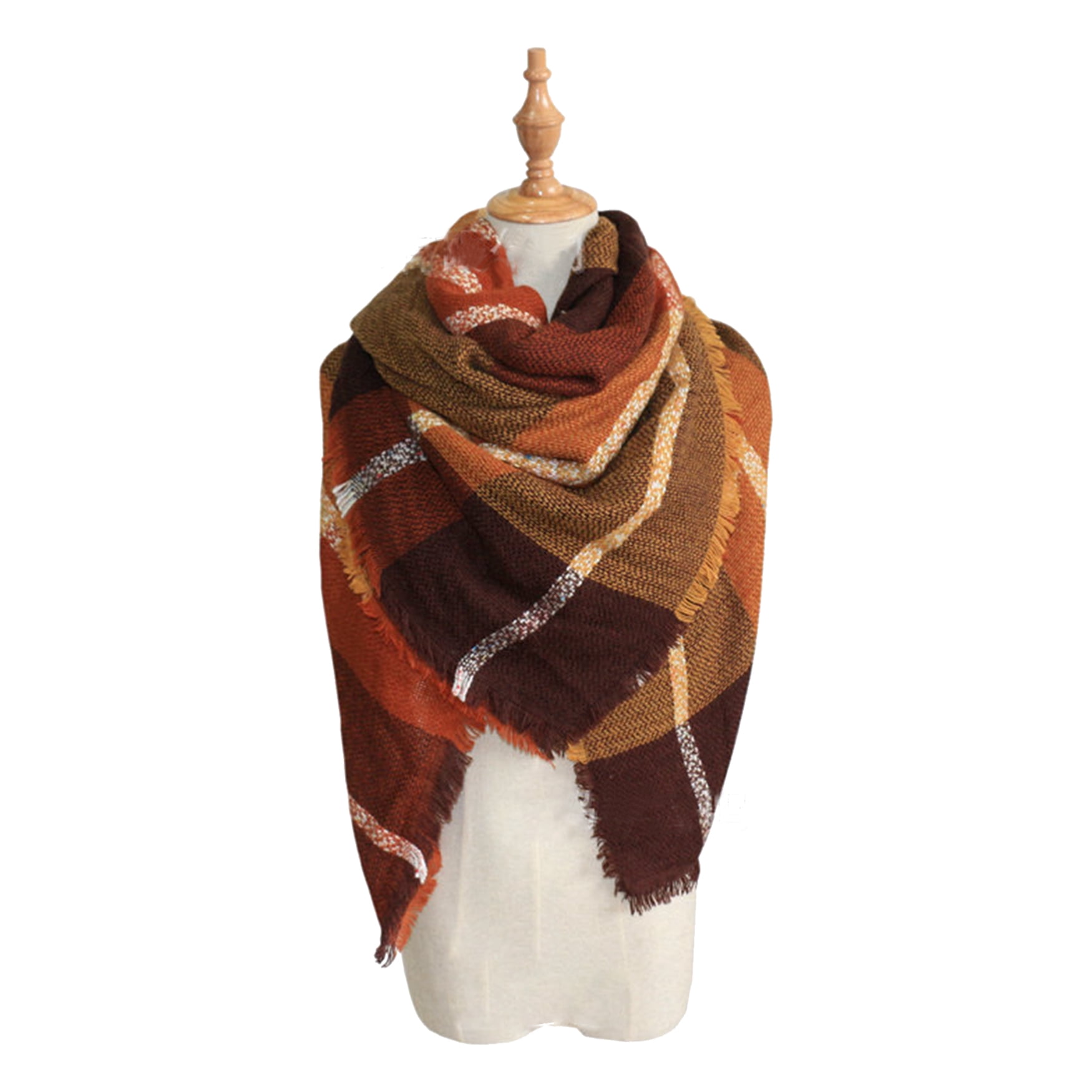 Tisoloow Long Plaid Blanket Winter Scarfs for Women Tartan Chunky Wrap