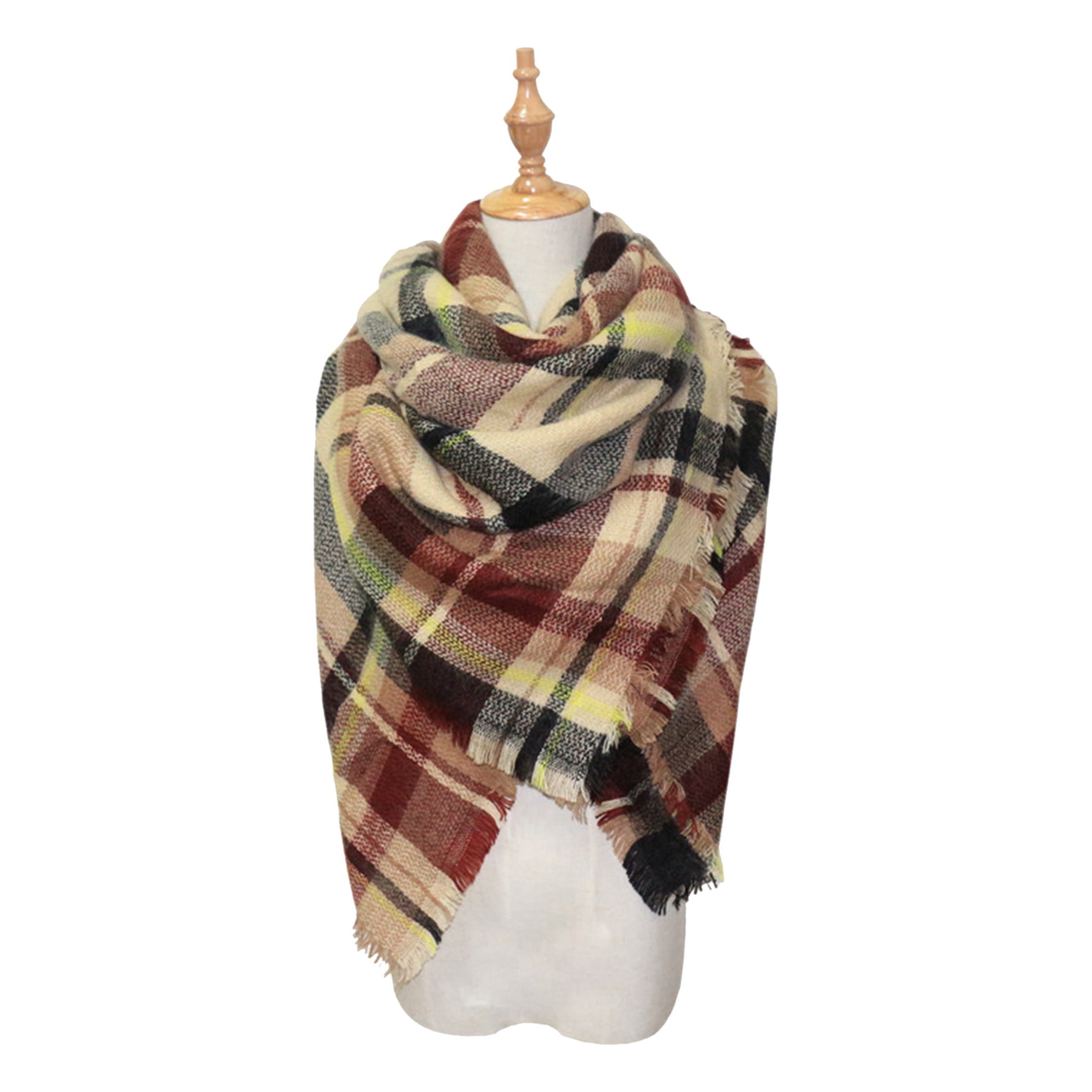 Tisoloow Long Plaid Blanket Winter Scarfs for Women Tartan Chunky Wrap