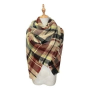 Tisoloow Long Plaid Blanket Winter Scarfs for Women Tartan Chunky Wrap Oversized Winter/Fall Shawl Cape Scarves Yellow One Size