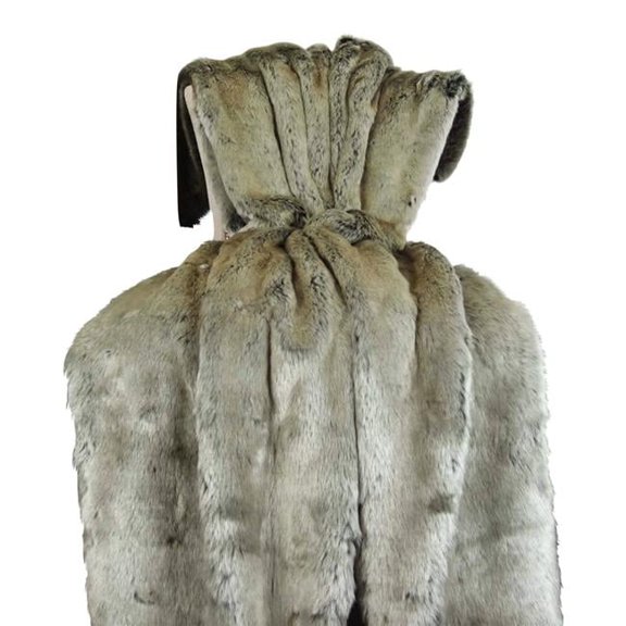 Tissavel Faux Fur Handmade Throw Blanket - Gray - 80 x 90 in.