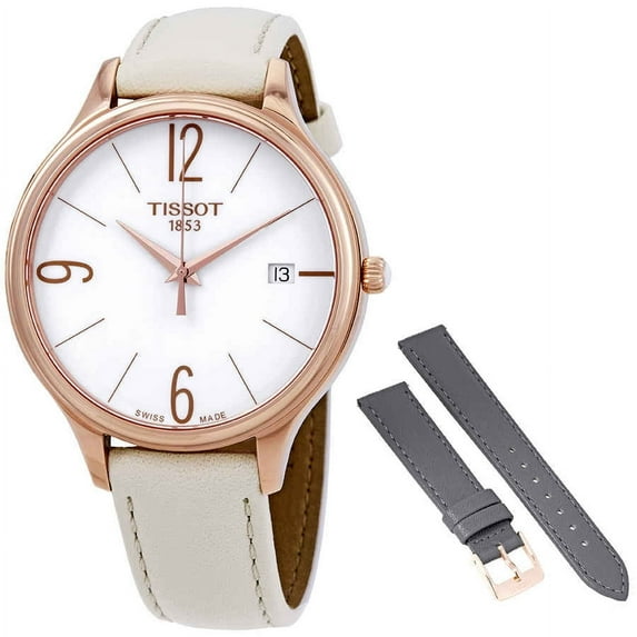 Tissot Bella Ora White Dial White Leather Ladies Watch T103.210.36.017.00