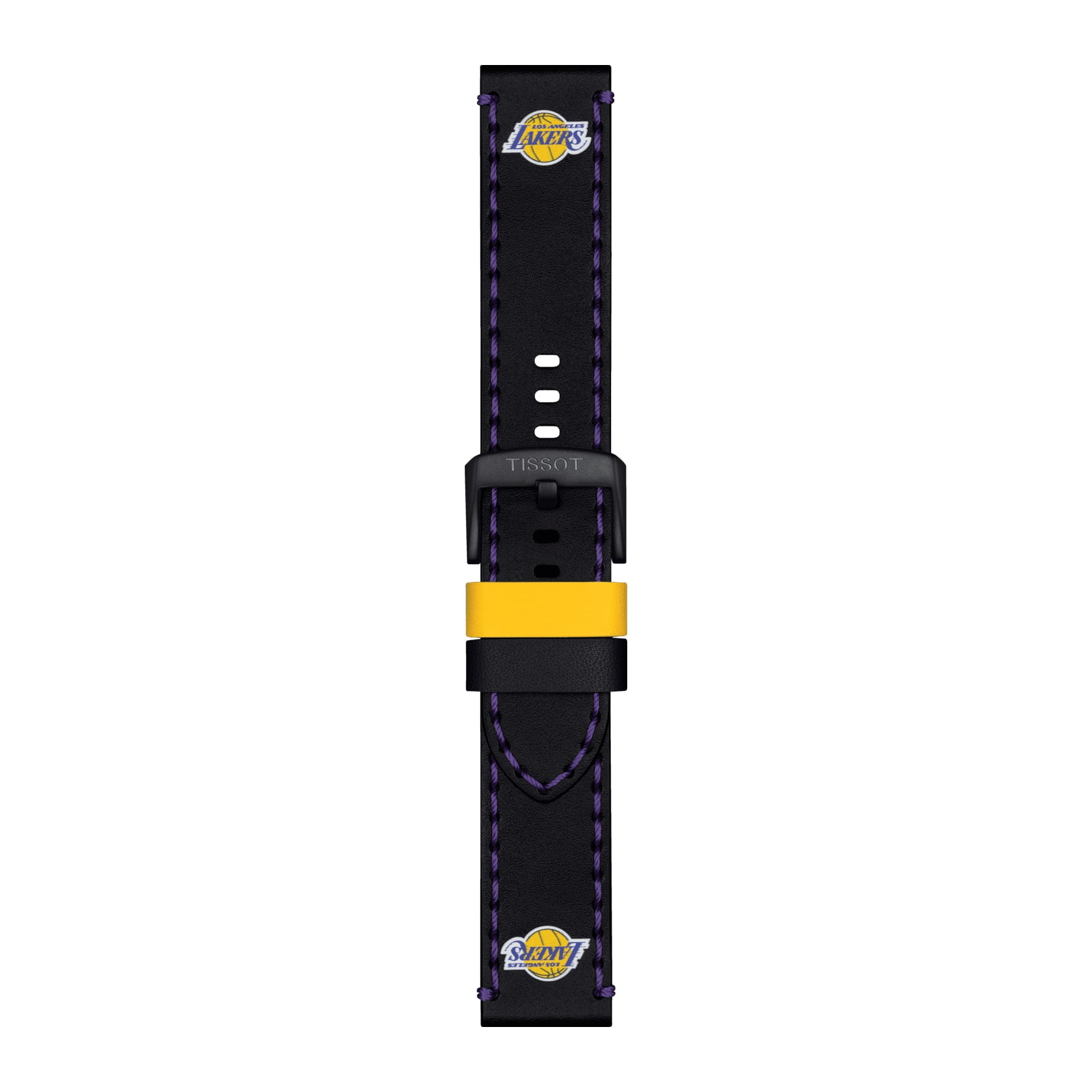 Tissot Black Los Angeles Lakers Official Leather Watch Strap