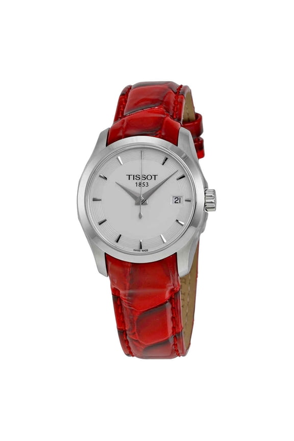 Couturier White Dial Red Leather Ladies Watch T0352101601101
