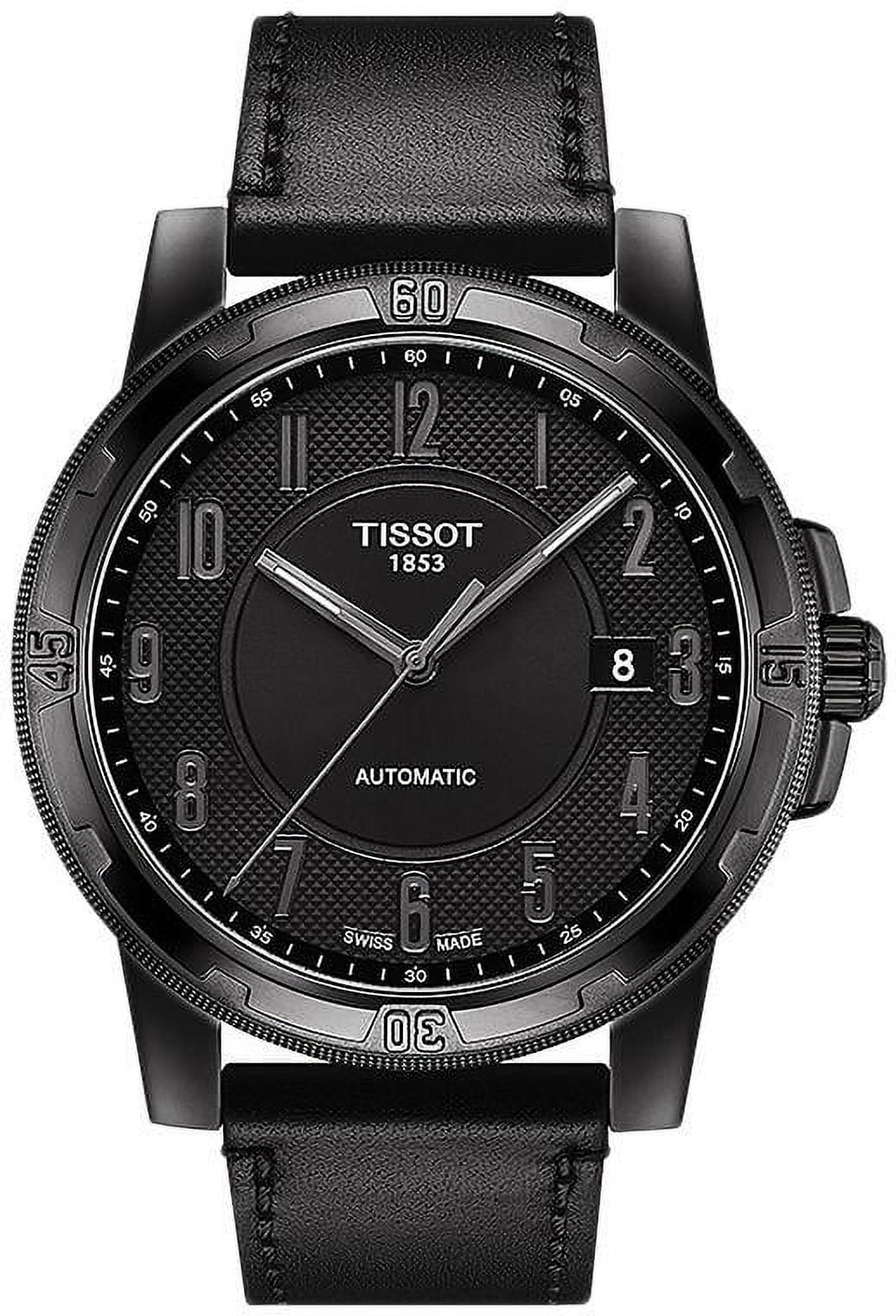 Tissot Gentleman Black Dial Mens Leather Watch T0984073605200