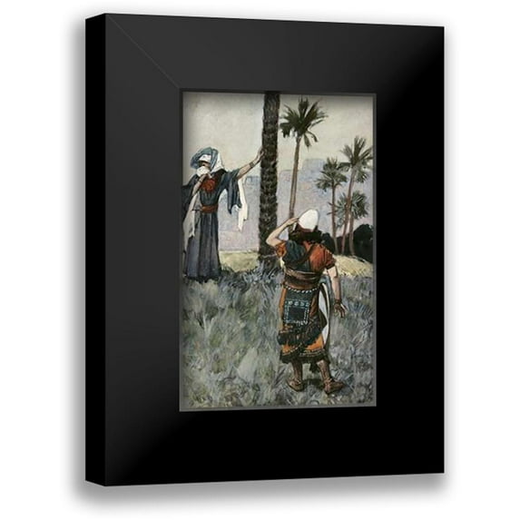 Tissot, James 10x14 Black Modern Framed Museum Art Print Titled - Deborah Beneath The Palm Tree