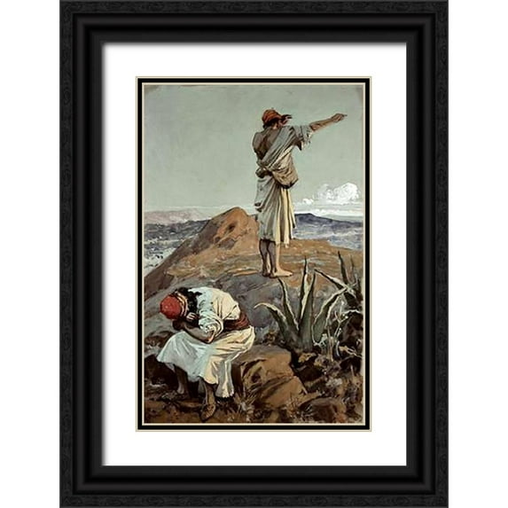 Tissot, James 10x14 Black Ornate Wood Framed with Double Matting Museum Art Print Titled - Elijah From Mt Carmel Sees a Cloud Afar Off