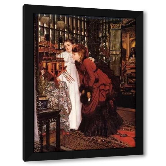 James Tissot 11x14 Black Modern Wood Framed Wall Art Titled - Ladies Looking At Japanese Objects