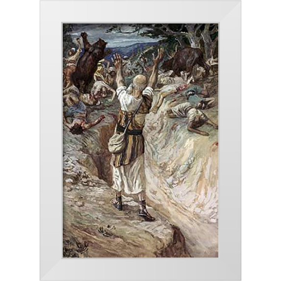 Tissot, James 11x14 White Modern Wood Framed Museum Art Print Titled - Children Devoured By Bears