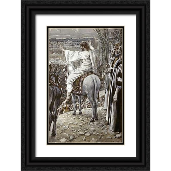 Tissot, James 13x18 Black Ornate Wood Framed with Double Matting Museum Art Print Titled - Jesus Beheld The City and Wept Over It
