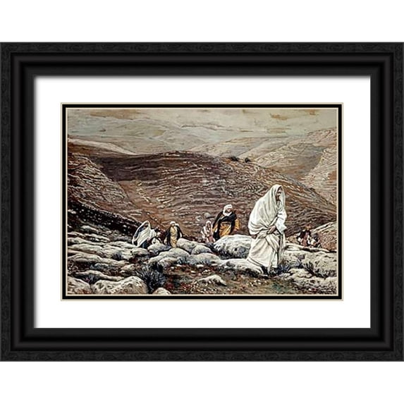 Tissot, James 14x11 Black Ornate Wood Framed with Double Matting Museum Art Print Titled - Jesus Goes Up To Jerusalem
