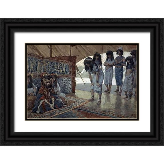 Tissot, James 14x11 Black Ornate Wood Framed with Double Matting Museum Art Print Titled - Sarah (Sarai) Is Taken To Pharaohs Palace