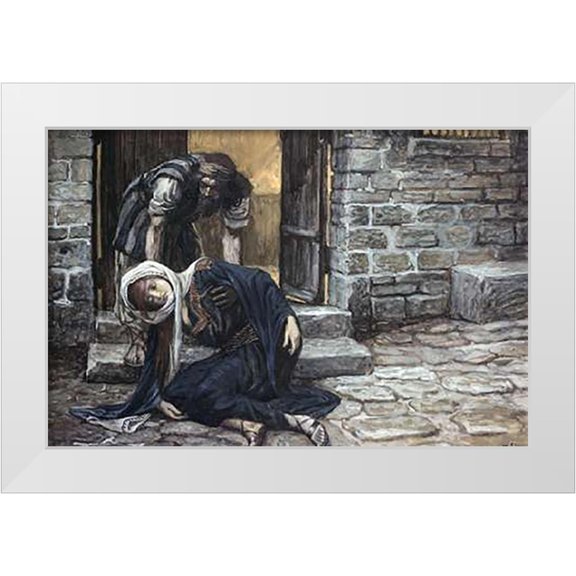 Tissot, James 14x11 White Modern Wood Framed Museum Art Print Titled - Levite Findeth His Dead Wife