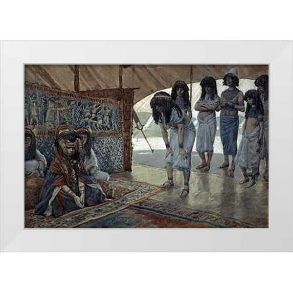 Tissot, James 14x11 White Modern Wood Framed Museum Art Print Titled - Sarah (Sarai) Is Taken To Pharaohs Palace