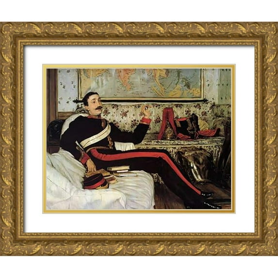 Tissot, James 14x12 Gold Ornate Wood Framed with Double Matting Museum Art Print Titled - Colonel Frederick Burnaby