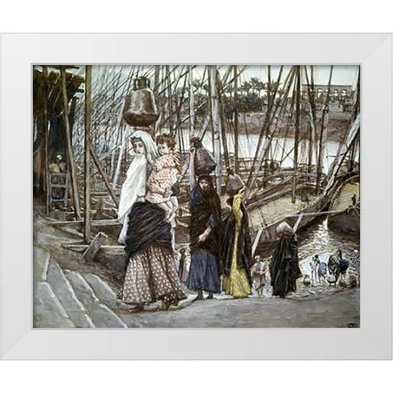 Tissot, James 14x12 White Modern Wood Framed Museum Art Print Titled - Sojourn In Egypt