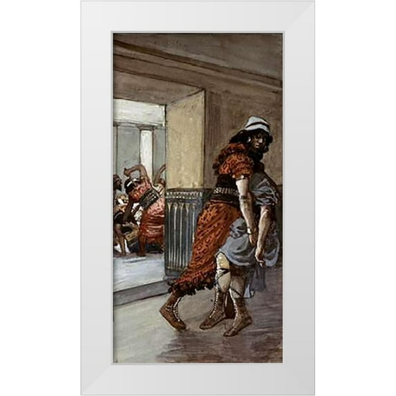 Tissot, James 14x24 White Modern Wood Framed Museum Art Print Titled - Jotham Is Saved