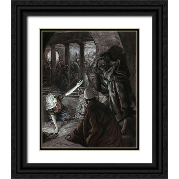 Tissot, James 15x18 Black Ornate Wood Framed with Double Matting Museum Art Print Titled - Lord Looked Upon Peter