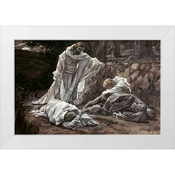 Tissot, James 18x13 White Modern Wood Framed Museum Art Print Titled - Could Ye Not Watch With Me One Hour