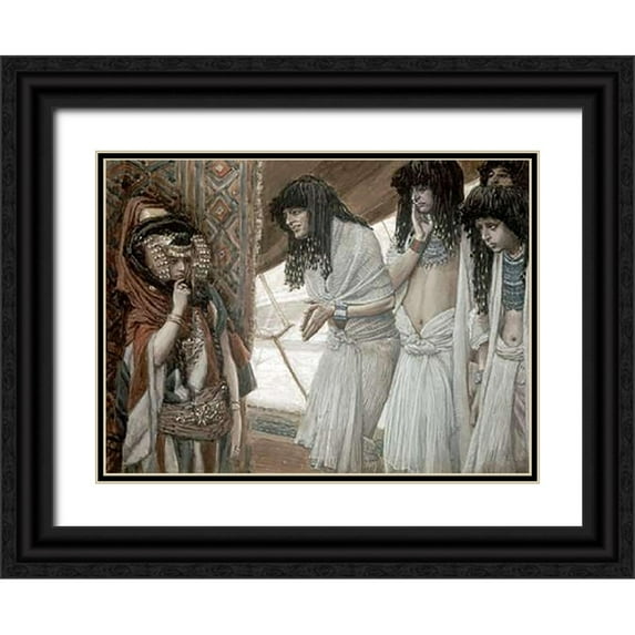 Tissot, James 18x14 Black Ornate Wood Framed with Double Matting Museum Art Print Titled - Egyptians Admire Sarahs (Sarai) Beauty