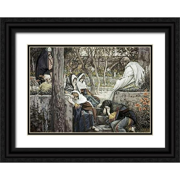 Tissot, James 18x14 Black Ornate Wood Framed with Double Matting Museum Art Print Titled - Jesus at Bethany