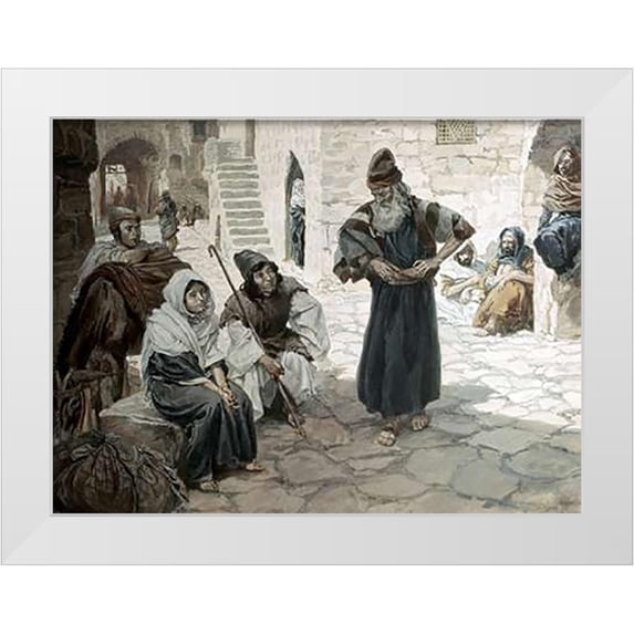 Tissot, James 18x14 White Modern Wood Framed Museum Art Print Titled - Old Man Invites The Levite