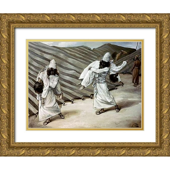 Tissot, James 18x15 Gold Ornate Wood Framed with Double Matting Museum Art Print Titled - Dead Bodies Carried Away