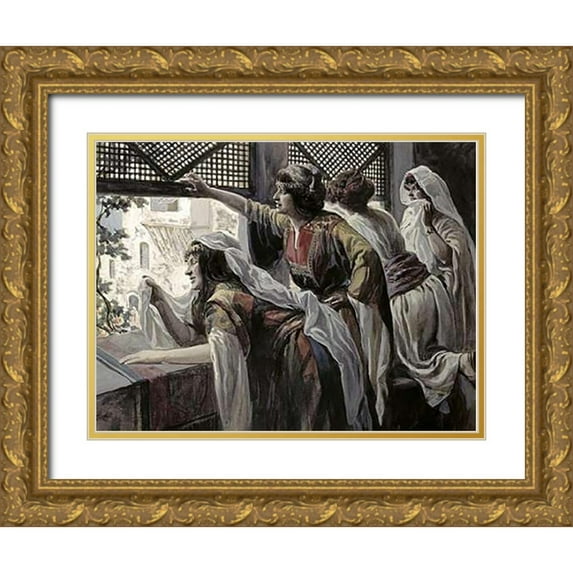 Tissot, James 18x15 Gold Ornate Wood Framed with Double Matting Museum Art Print Titled - Michal Despises David