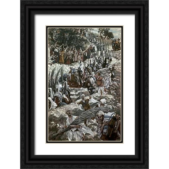 Tissot, James 22x32 Black Ornate Wood Framed with Double Matting Museum Art Print Titled - Procession On The Mount of Olives