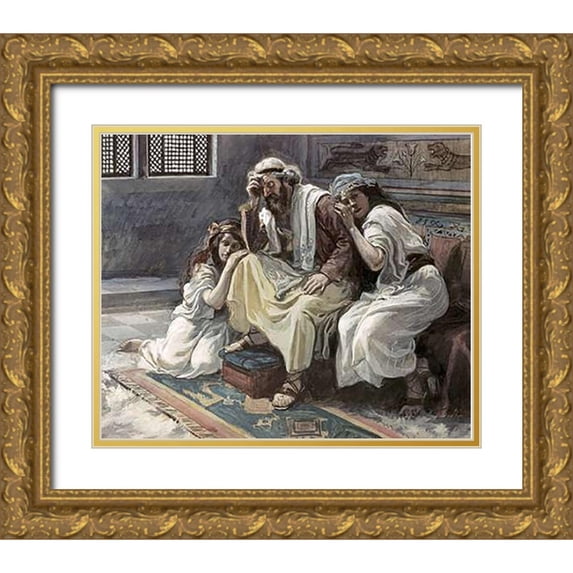 Tissot, James 23x20 Gold Ornate Wood Framed with Double Matting Museum Art Print Titled - David Mourns His Son Ammon