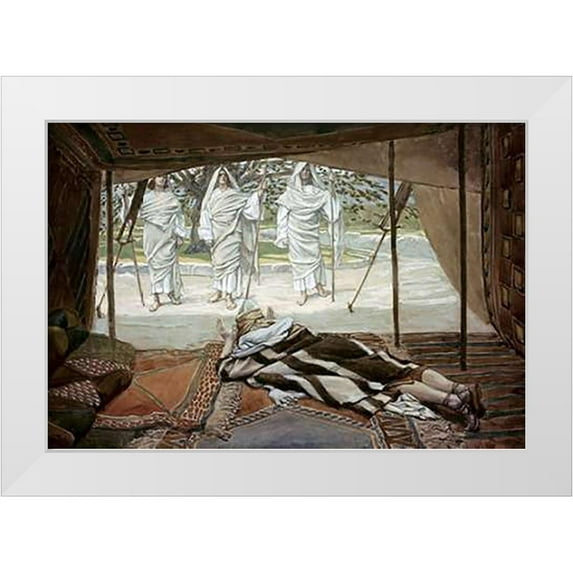 Tissot, James 24x18 White Modern Wood Framed Museum Art Print Titled - Abraham and The Three Angels