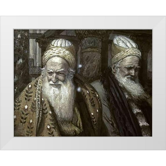 Tissot, James 24x20 White Modern Wood Framed Museum Art Print Titled - Annas and Caiaphas