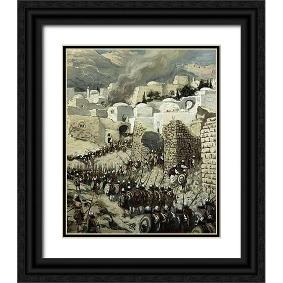 Tissot, James 26x31 Black Ornate Wood Framed with Double Matting Museum Art Print Titled - Taking of Jericho