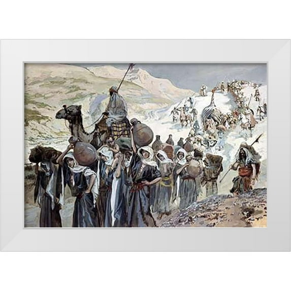 Tissot, James 32x23 White Modern Wood Framed Museum Art Print Titled - Women of Ziklag Taken Into Captivity