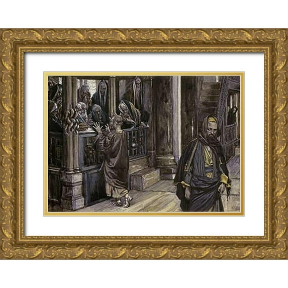 Tissot, James 32x24 Gold Ornate Wood Framed with Double Matting Museum Art Print Titled - Judas Goes To The High Priests