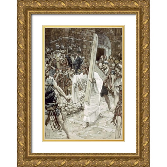 Tissot, James Jacques 11x14 Gold Ornate Wood Framed with Double Matting Museum Art Print Titled - Daughters of Jerusalem