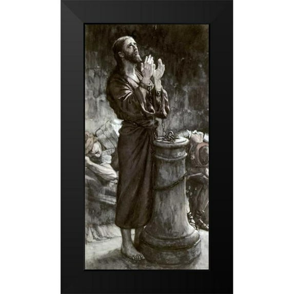 Tissot, James Jacques 14x24 Black Modern Framed Museum Art Print Titled - Friday Morning: Jesus In Prison