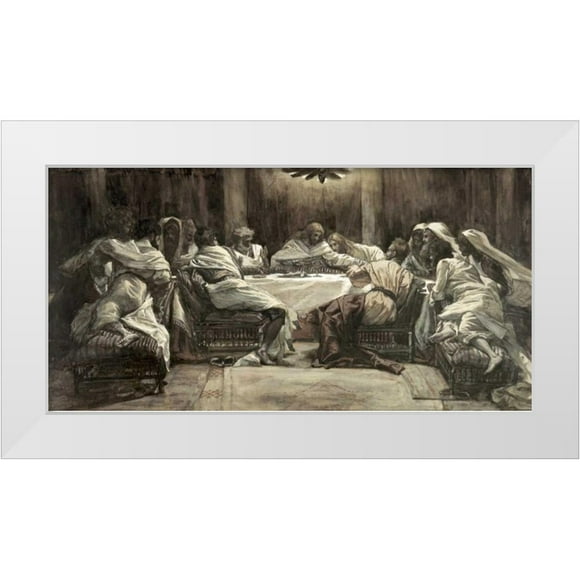 Tissot, James Jacques 14x9 White Modern Wood Framed Museum Art Print Titled - The Lords Supper
