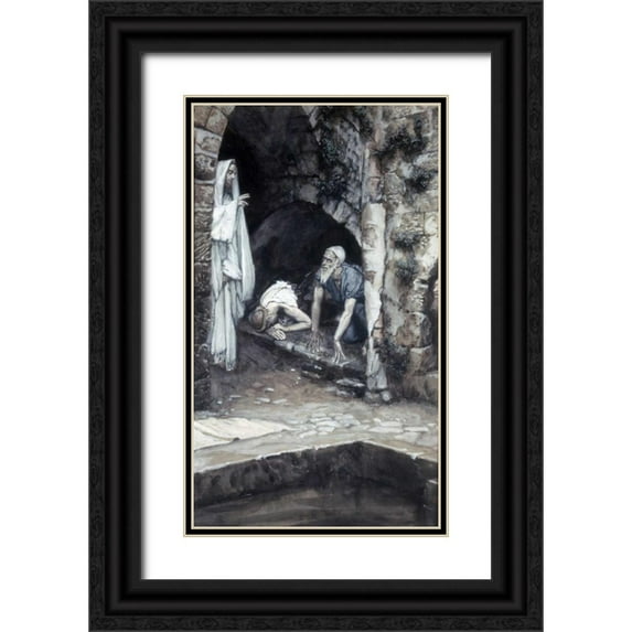 Tissot, James Jacques 16x24 Black Ornate Wood Framed with Double Matting Museum Art Print Titled - Man With An Infirmity of 38 Years