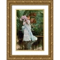 thumbnail image 1 of Tissot, James Jacques 23x32 Gold Ornate Wood Framed with Double Matting Museum Art Print Titled - The Bunch of Lilacs, 1 of 4