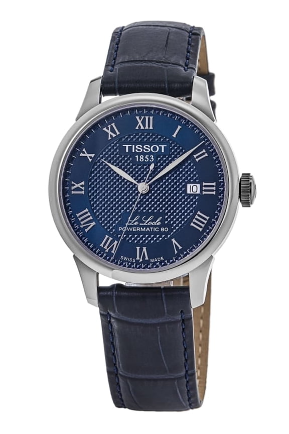 Le Locle Powermatic 80 Automatic Blue Dial Leather Strap Men's Watch T006.407.16.043.00