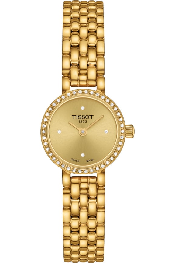 Lovely Round Champagne Dial Diamond Bezel Gold Tone Steel Women's Watch T140.009.63.026.00