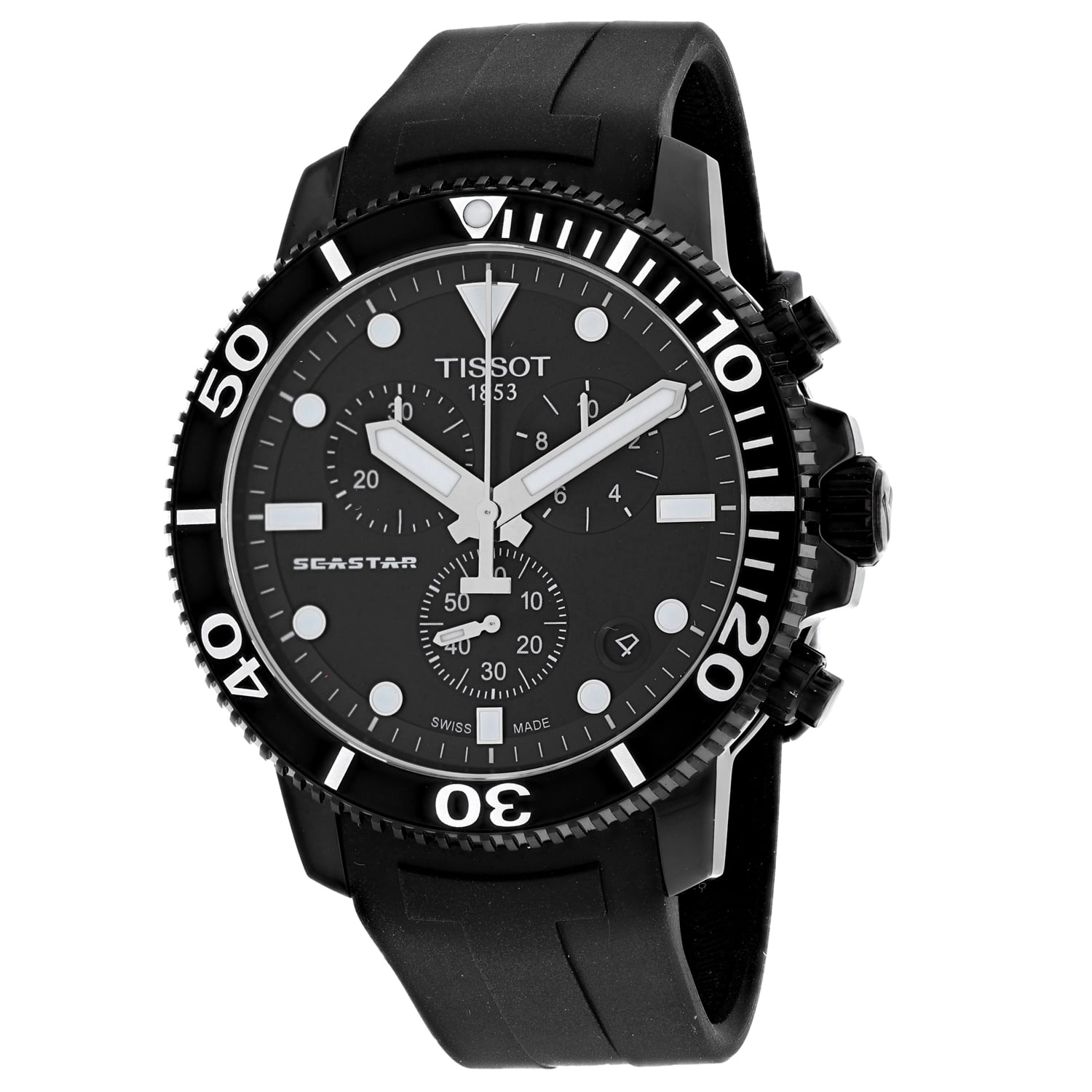 Tissot Men's Seastar 1000 Chronograph Quartz Black 45.5mm Watch  T1204173705102