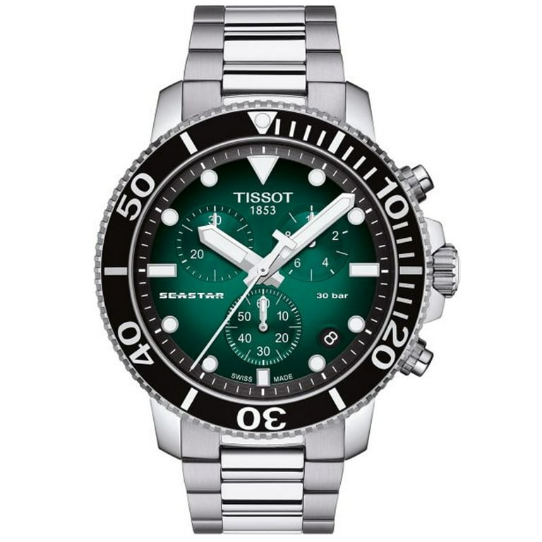 Tissot Seastar Quartz Men's Watch, Green Dial, Stainless Steel